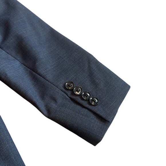 Ted Baker Endurance Navy Blue Check Print Blazer Jacket Designer Size 38R Men's - Picture 9 of 13